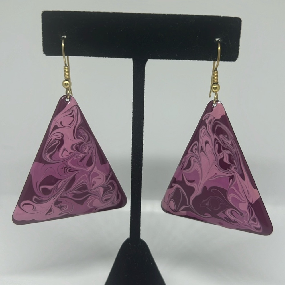 Purple Triangle Earrings